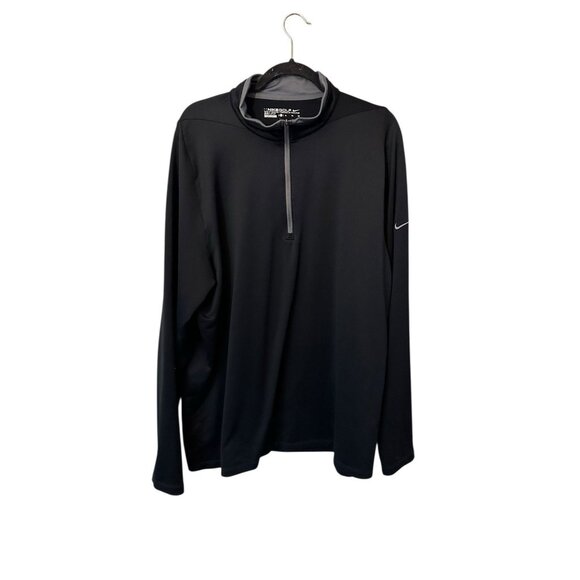 Nike Golf Dri-Fit Men's XL Black 1/4 Zip Pullover Polyester Blend Coach Athletic - Picture 1 of 4
